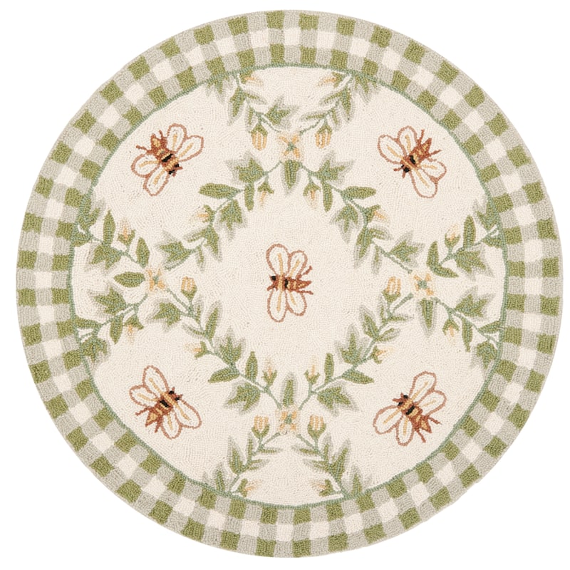 SAFAVIEH Handmade Chelsea Aubree French Country Trellis Wool Rug - 8' Round - Ivory/Green - Round