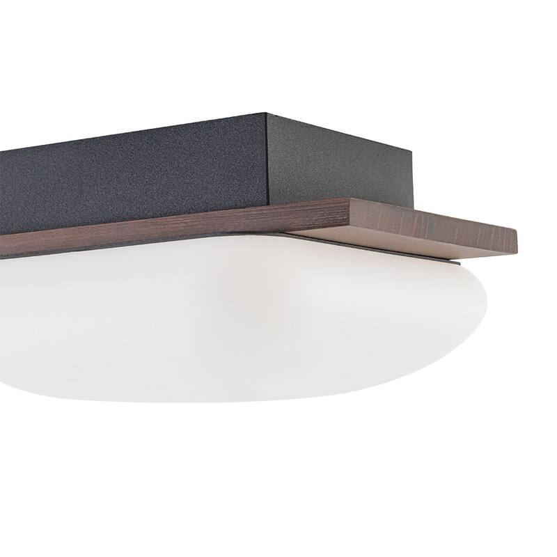 Modern Faux Walnut Wood Grain 3-Light Dimmable LED Flush Mount - 30.7 in