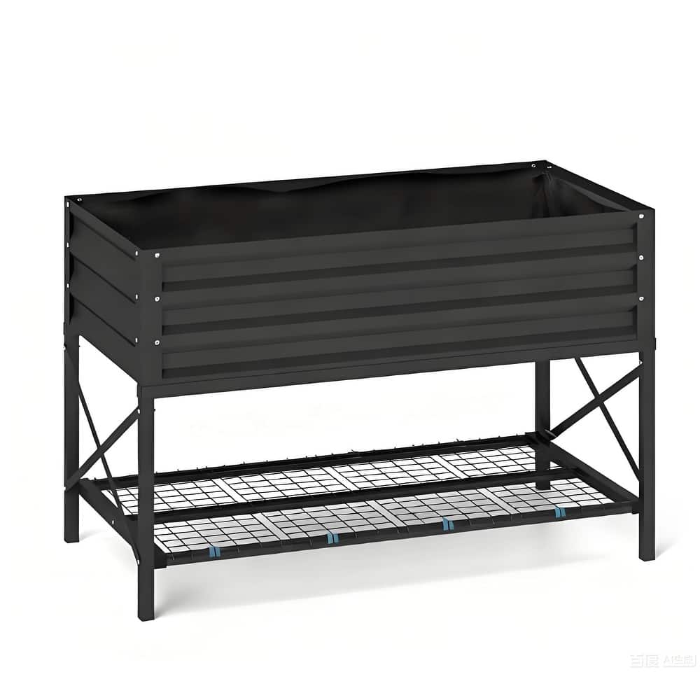 Elevated Gardening Bed with Bottom Storage Shelf for yard patio garden