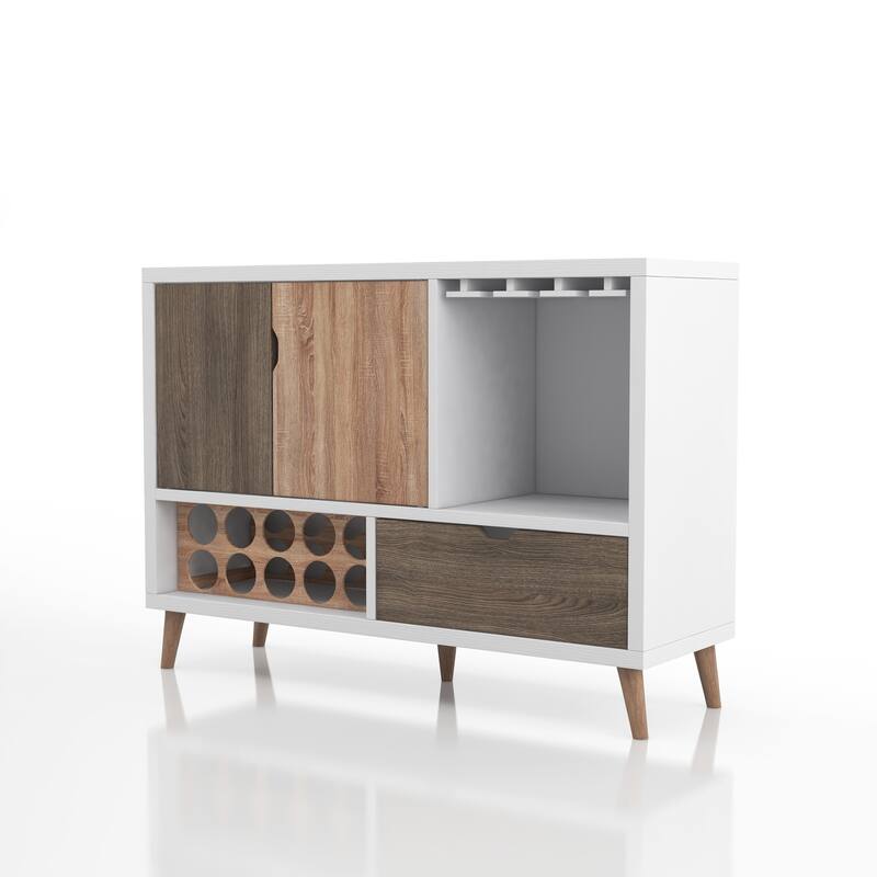 Strick & Bolton Leevi White Mid-century Modern 3-shelf Buffet