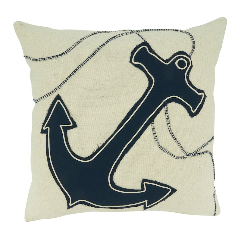 Anchor Appliqué Throw Pillow - Feather Down