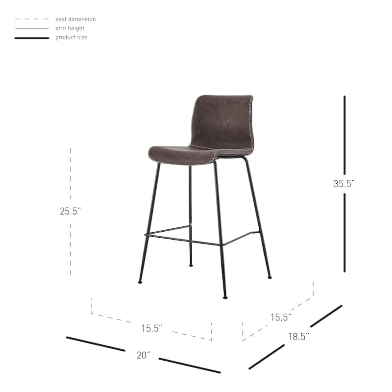 NPD Furniture Jayden Faux Leather Counter Stool (Set of 2)