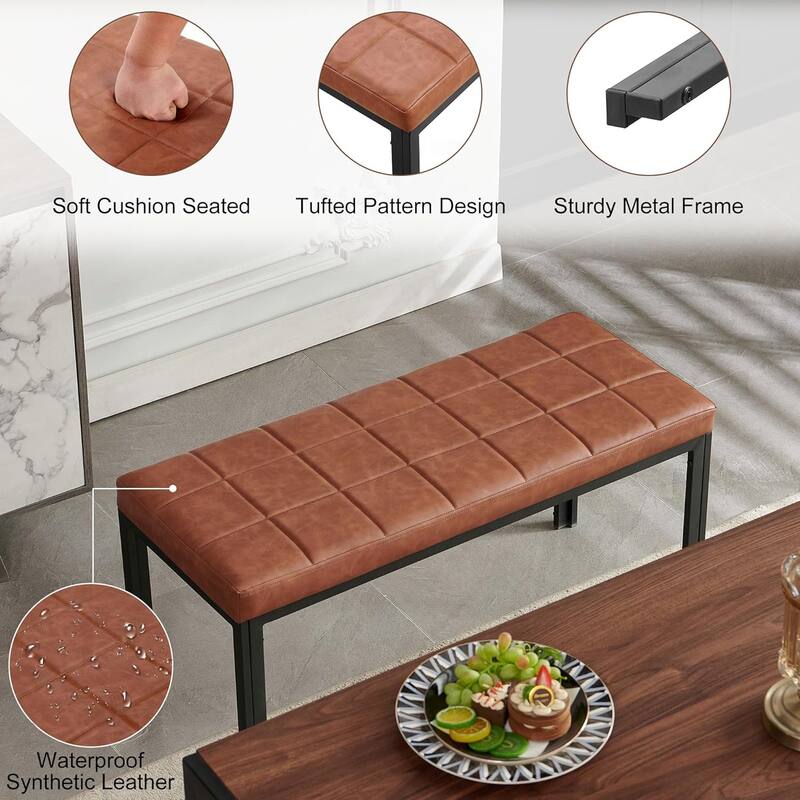 Howtai 36.6" Upholstered Leather PU Dining Bench