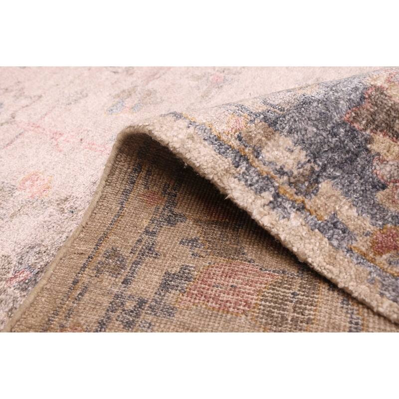 ECARPETGALLERY Hand-knotted Jules Oushak Light Grey Silk Rug - 7'10 x 9'11