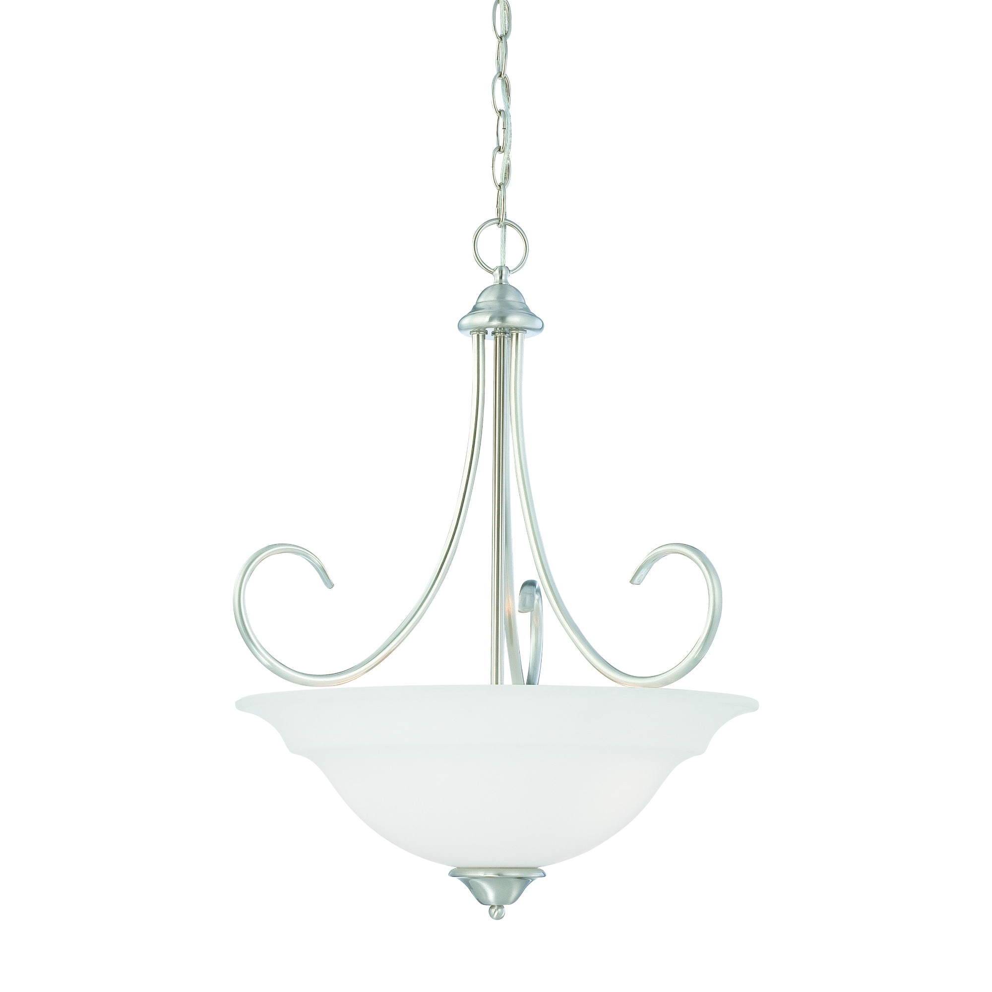 Wide 3-Light Hanging Pendant Light Fixture - 24.25" - Brushed Nickel Finish