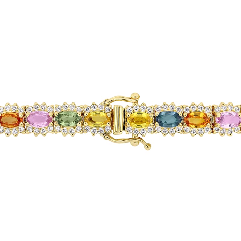 Miadora 14k Gold Multi-Color Gemstone and Diamond Bracelet