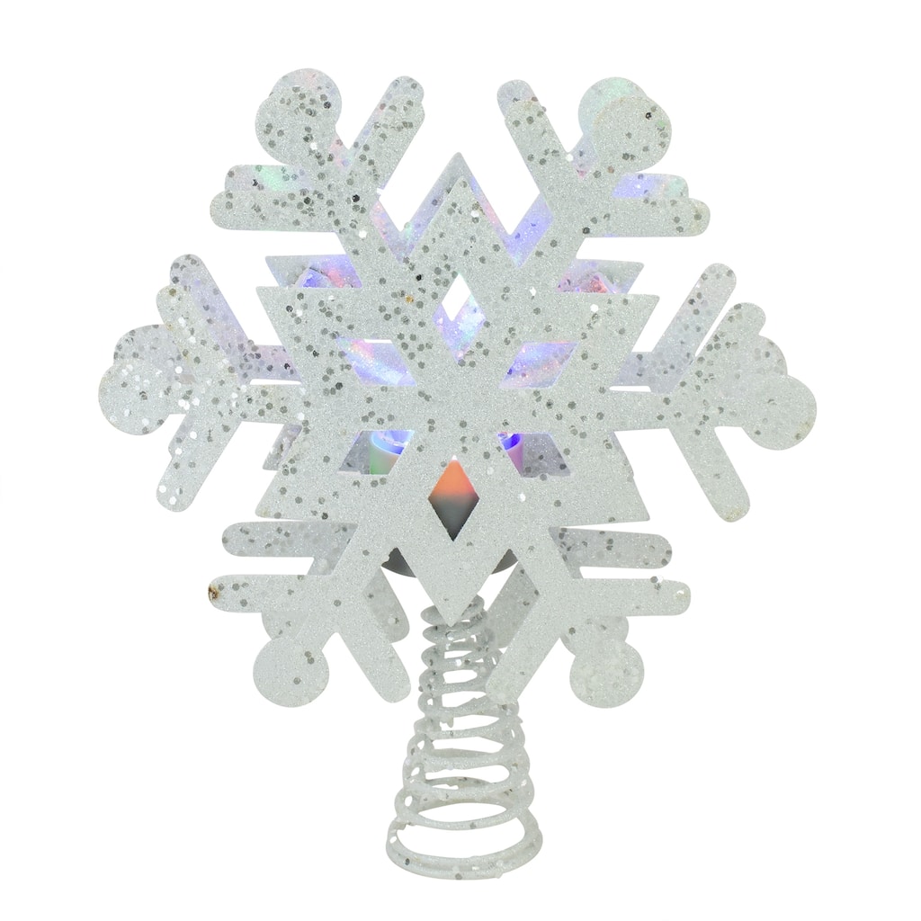 12" Lighted White Snowflake Christmas Tree Topper - Multicolor Lights - 12