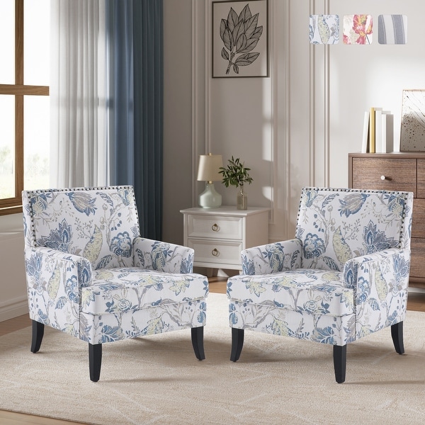 Armchair Accent Chairs with Nailhead Trim Set of 2 - On Sale Armchair Accent Chairs with Nailhead Trim Set of 2 - On Sale