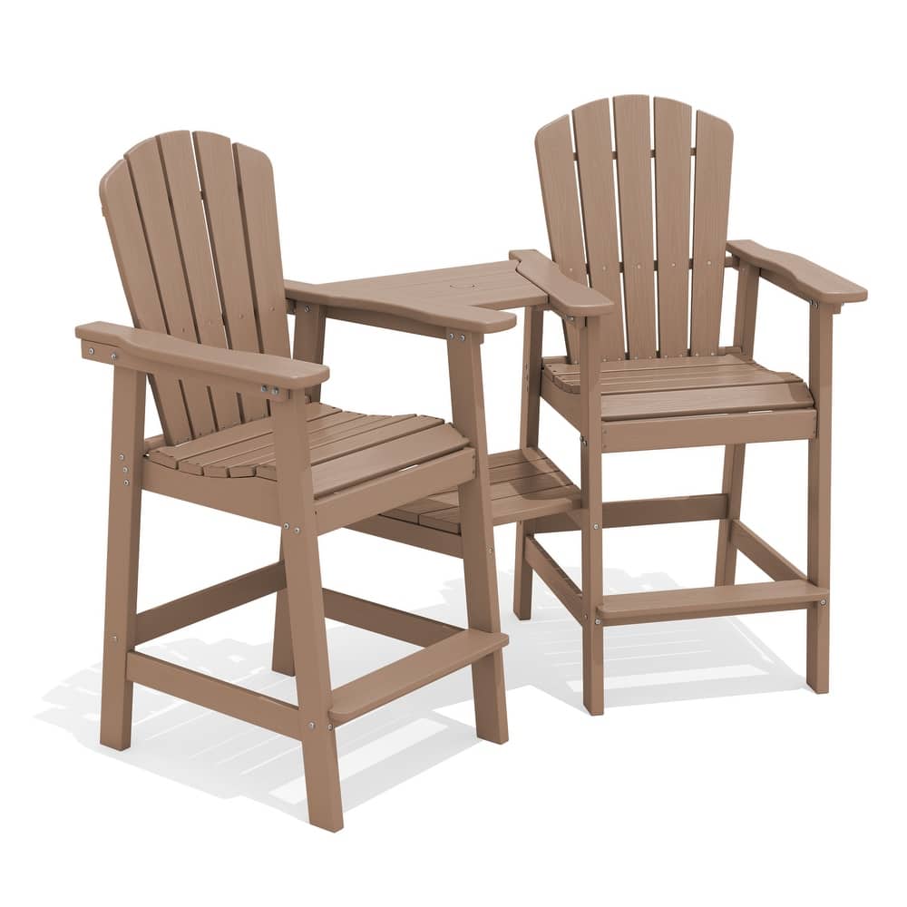 Outdoor Tall Adirondack Chair Set of 2 with Connecting Tray