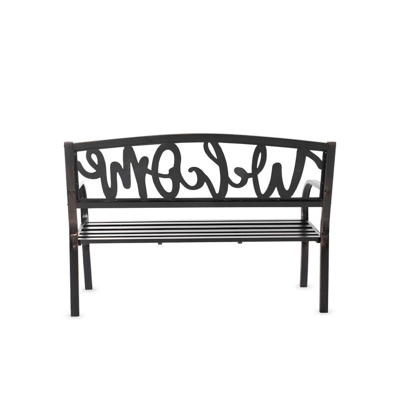 48 in. Welcome Metal Garden Bench - 48 in