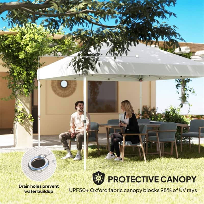 Metal Oxford Fabric Folding Outdoor Canopy Tent with Sidewalls - 116.9" L x 116.9" W x 113" H