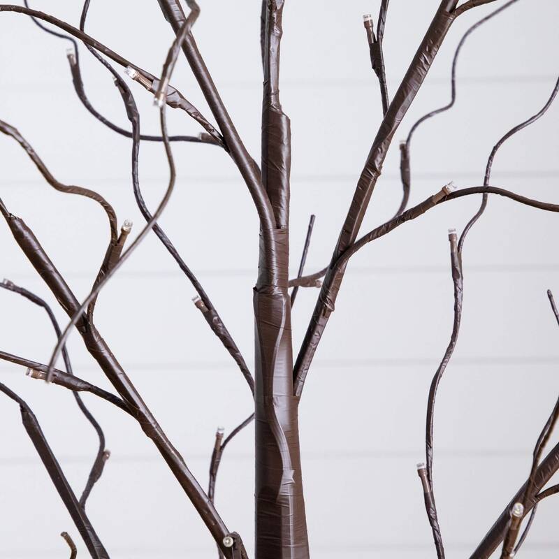 Pre-Lit Halloween Artificial Birch Tree - 6' - Warm White LED Lights - Set of 3