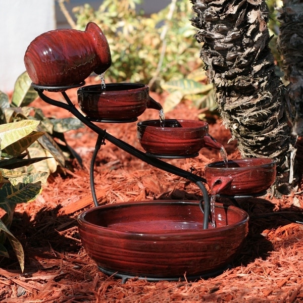 Smart Solar 23941R01 Lava Red Finish Lava Ceramic Solar Cascade