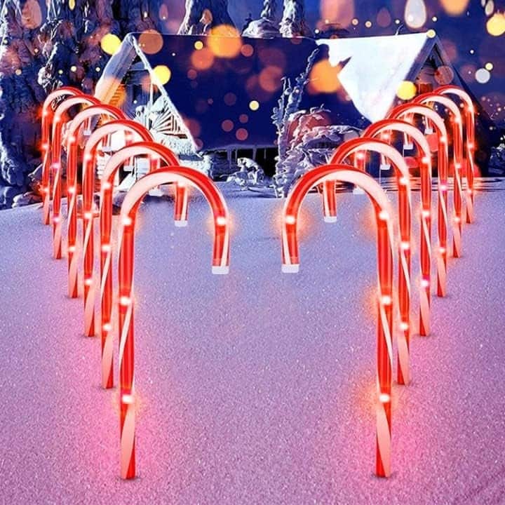 Christmas Candy Cane Pathway Lights Set of 10