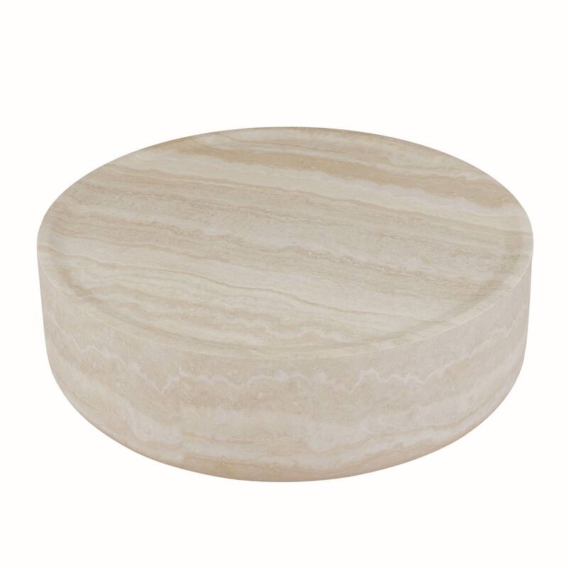 31.49'' Round coffee table,Sturdy Fiberglass table for Living Room, No Need Assembly