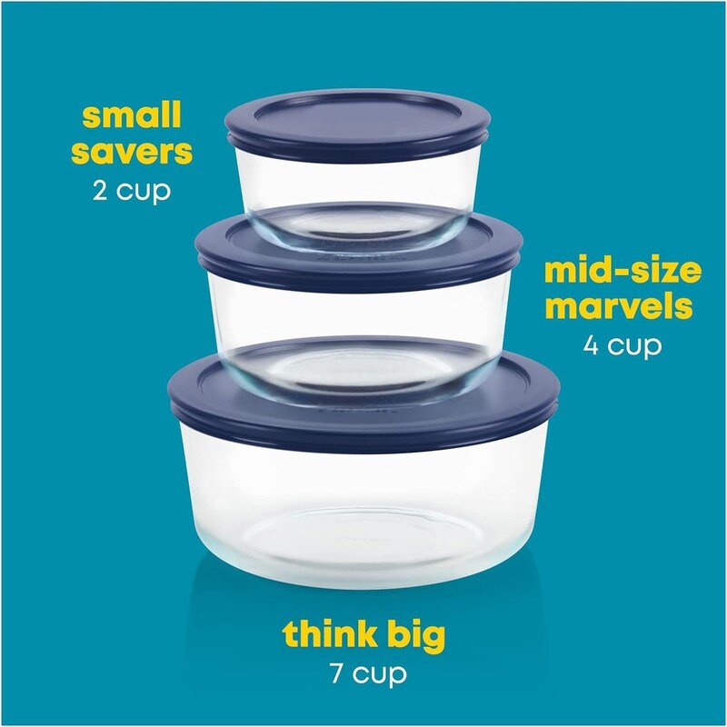 3-Piece Large Round Glass Food Storage Set, Dishwasher, Microwave and  Freezer Washable - 3 Pack (Medium)+Blue - Bed Bath & Beyond - 41132705