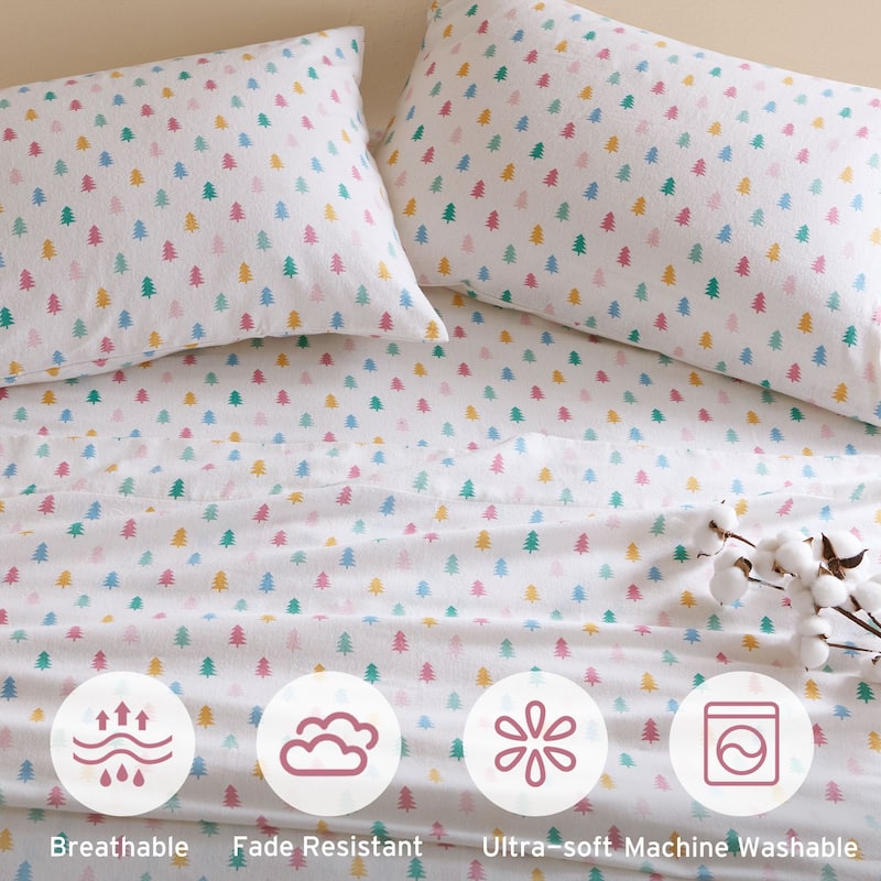Intelligent Design Cozy Soft Cotton Flannel Printed Sheet Set