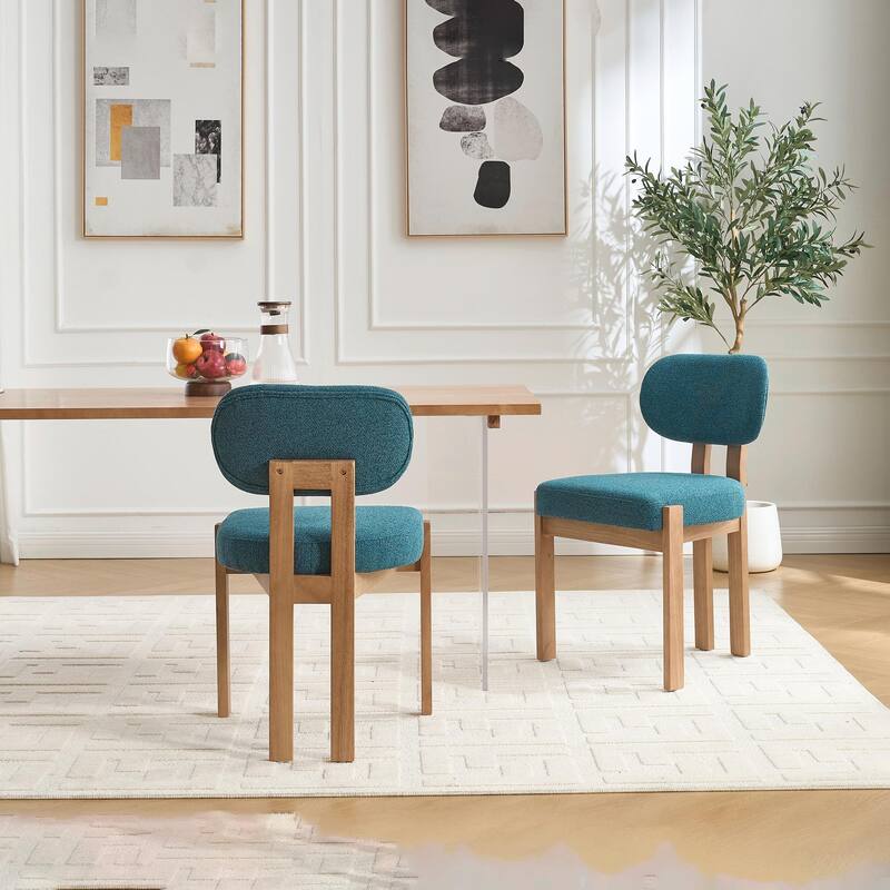 Wooden Dining Chairs Set of 2, Modern Fabric Upholstered Dining Room Chair