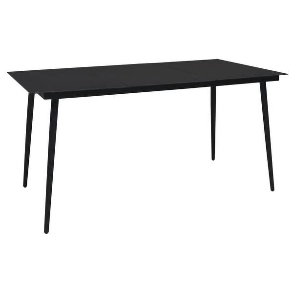 slide 2 of 4, Garden Dining Table Black 59.1"x31.5"x29.1" Steel and Glass