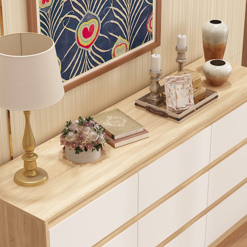 Modern Dresser for Bedroom 9 Drawers Wood Dresser Chest of Drawers