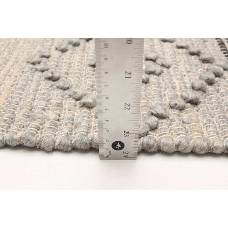 ECARPETGALLERY Braid weave Sienna Grey Wool Rug - 6'2 x 9'0