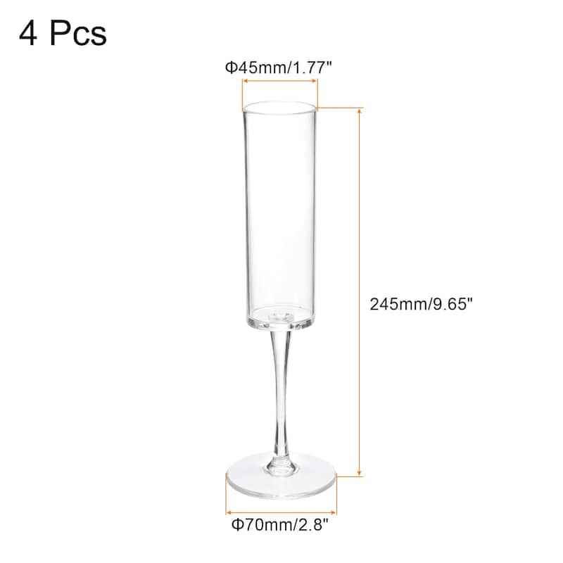 Champagne Flutes 5.24oz Transparent Champagne Glasses Elegant - 4Pcs