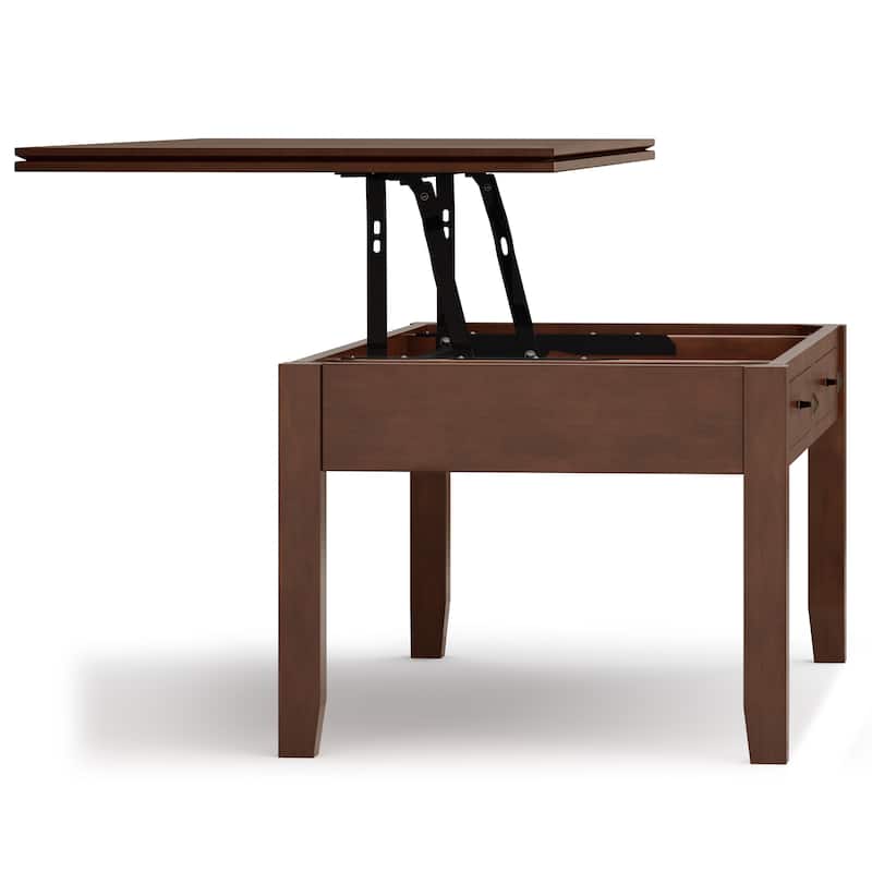 WYNDENHALL Stratford SOLID WOOD 46 inch Wide Contemporary Lift Top Coffee Table in Russet Brown - 22"d x 46" w x 18"h