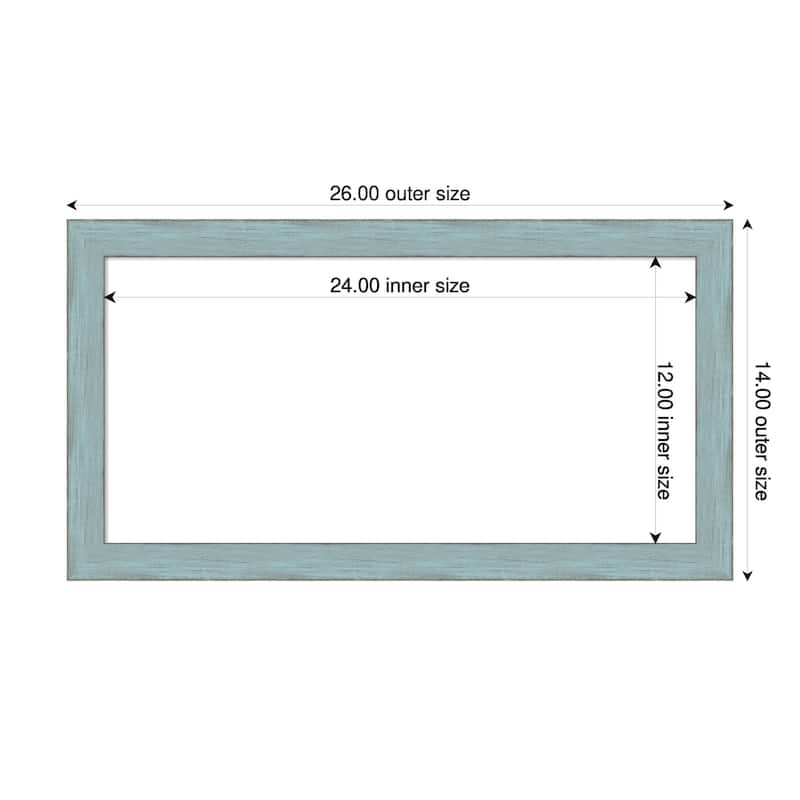 Amanti Art Sky Blue Rustic Framed Dry Erase Magnetic Board - 26 x 14 in