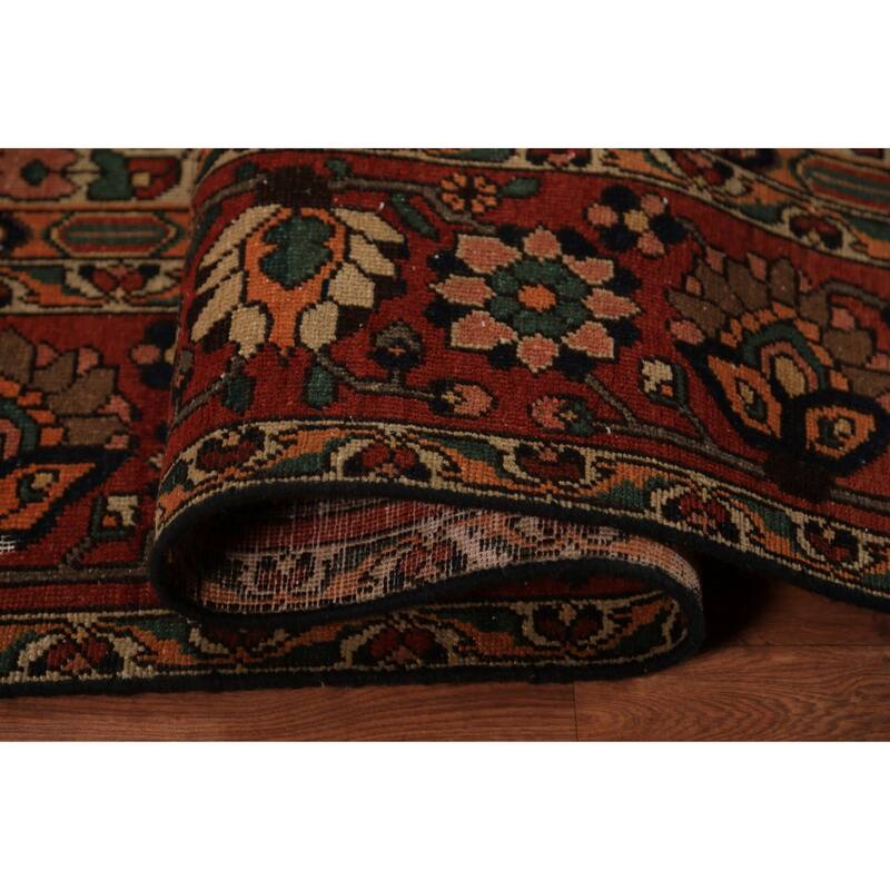 Orange Bakhtiari Persian Vintage Area Rug Hand-Knotted Wool Carpet - 6'7" x 9'10"