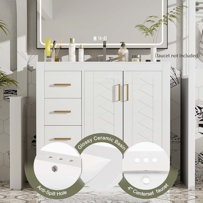 36'' Bathroom Vanity with Ceramic Sink Combo