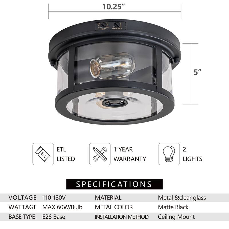 Flush Mount Motion Sensor Outdoor Ceiling Light - 1 pack