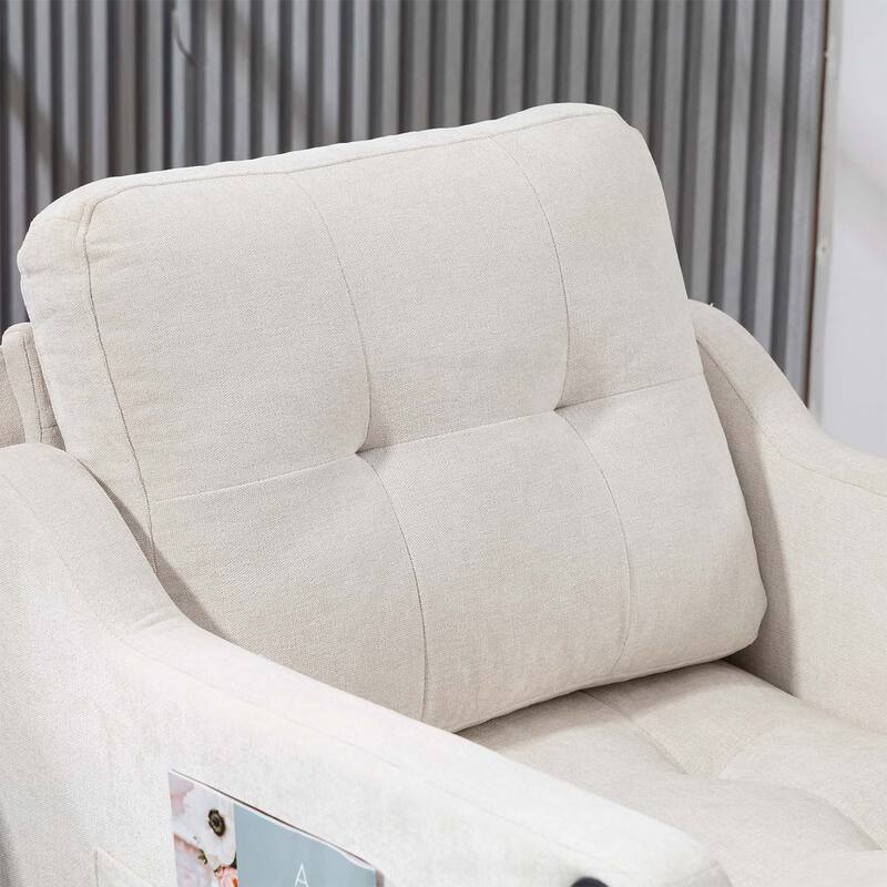 Accent Chair with USB Charging,Ergonomic Backrest,and Retro Wooden Legs