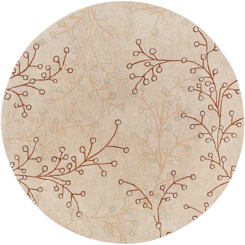 Livabliss Athena French Country Floral & Botanical Hand Tufted Area Rug - 6' x 6' Round - Oat