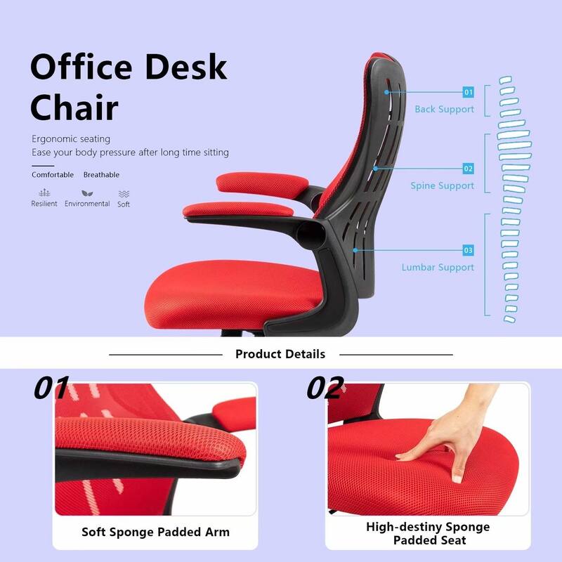 Homall Mid Back Mesh Office Desk Chair - Swivel Task Chair with Flip Arms and Lumbar Support