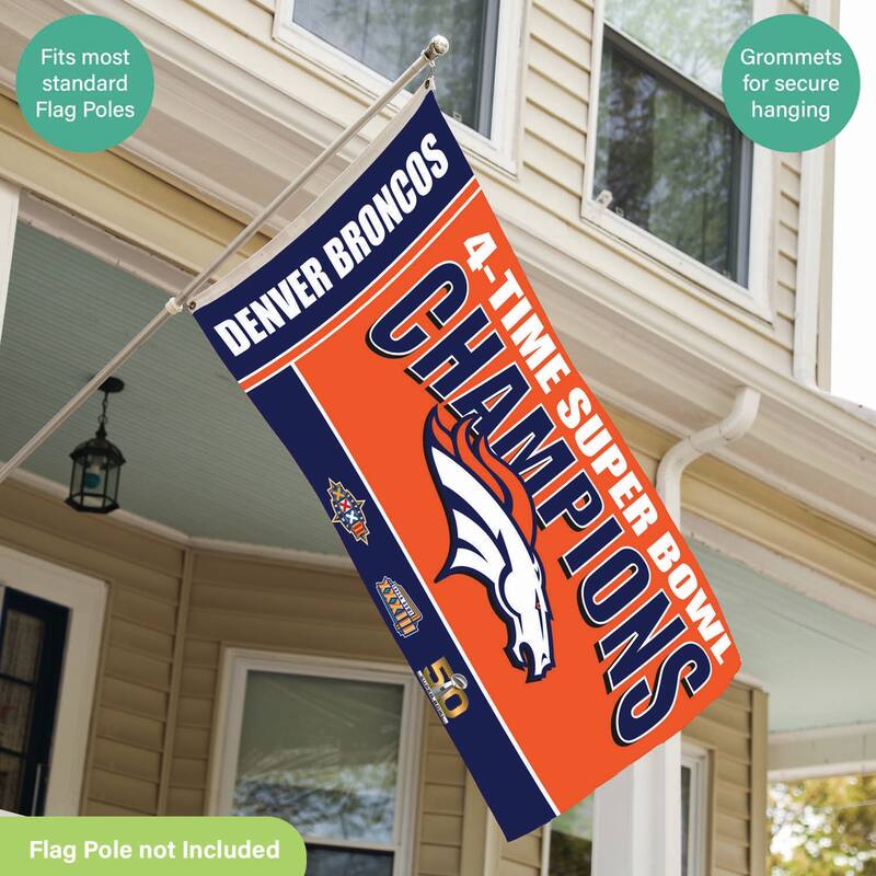 Denver Broncos Single Sided Flag w/ 2 Grommets, 3'x5'