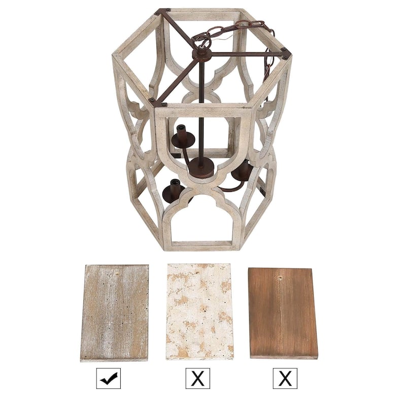 Modern Farmhouse 3-Light Wood Chandelier Rustic Kitchen Island Pendant Light - D 14"x H 20"