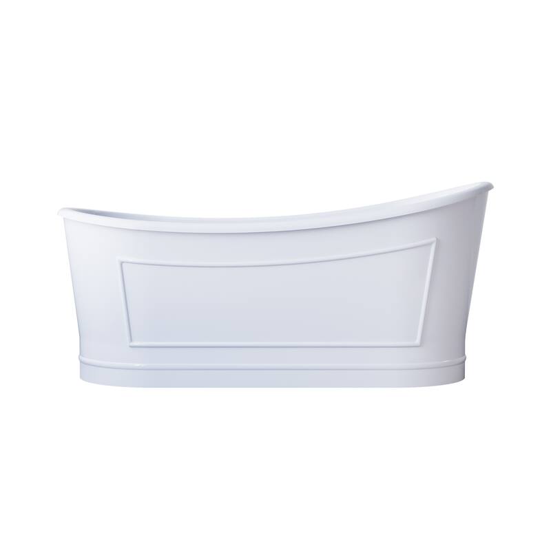 66'' W,68 GALLONS Freestanding Acrylic Soaking Bathtub With Drain And Overflow Holes