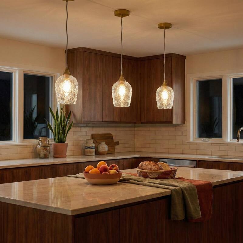 Crispy Vintage Glass Pendant Light with Textured Design