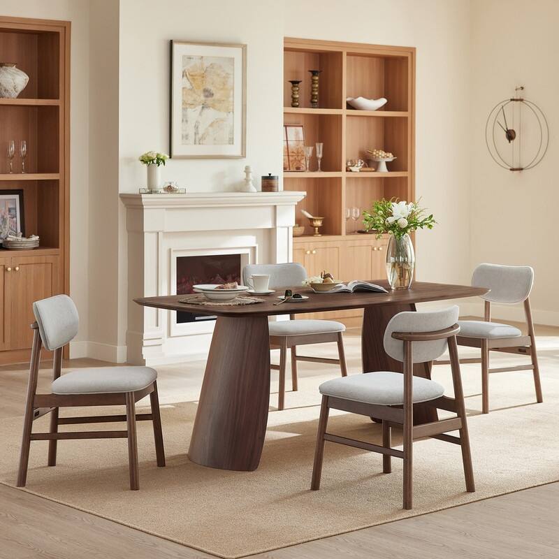 Spruce & Spring 5-Piece Modern Dining Table Set with Upholstered Chairs and Butterfly-Leg Base Table
