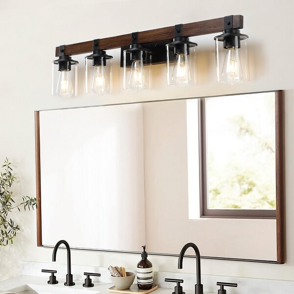 Elegant Rustic 5 Light Bathroom Vanity Light Fixture Bulbs Excluded Ideal for Creating a Warm Atmosphere On Sale Bed Bath Beyond 41697201