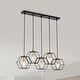 preview thumbnail 2 of 8, Berenice 33 Inch Clean Modern Industrial Style Matte Black and Satin Gold Finish Ceiling Lighted Chandelier 5-Light - N/A