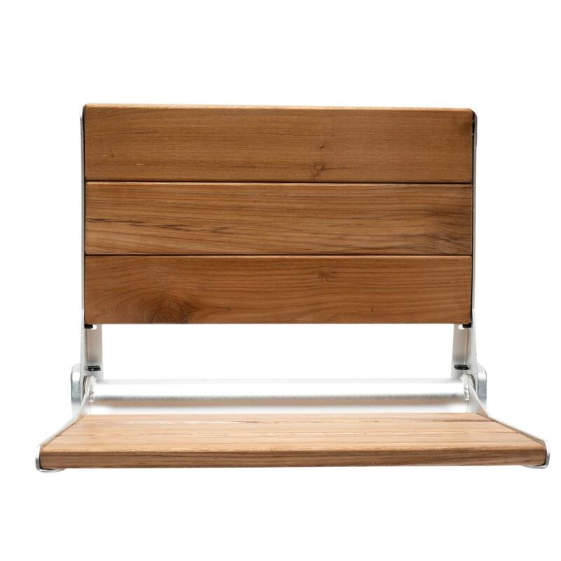 17" Folding Teak Wood Shower Seat Bench with Backrest