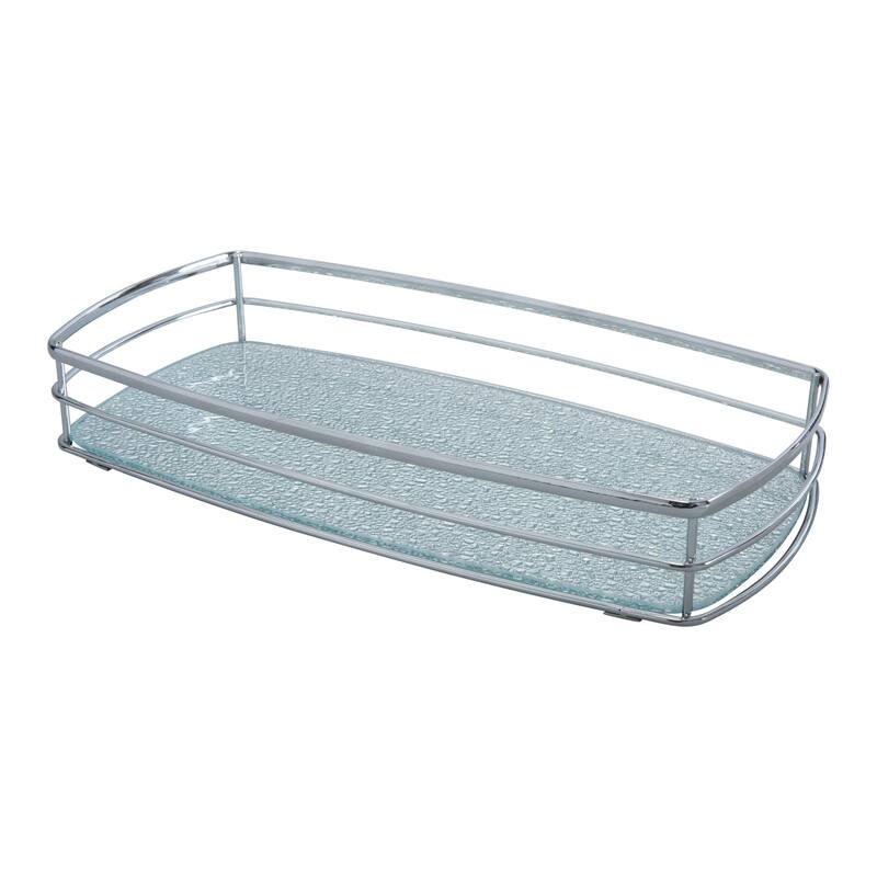 Elle Décor Hammered Mirror Vanity Tray - Chrome - 14"x 7"x 2"