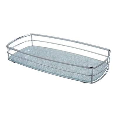 Elle Décor Hammered Mirror Vanity Tray - Chrome - 14"x 7"x 2"