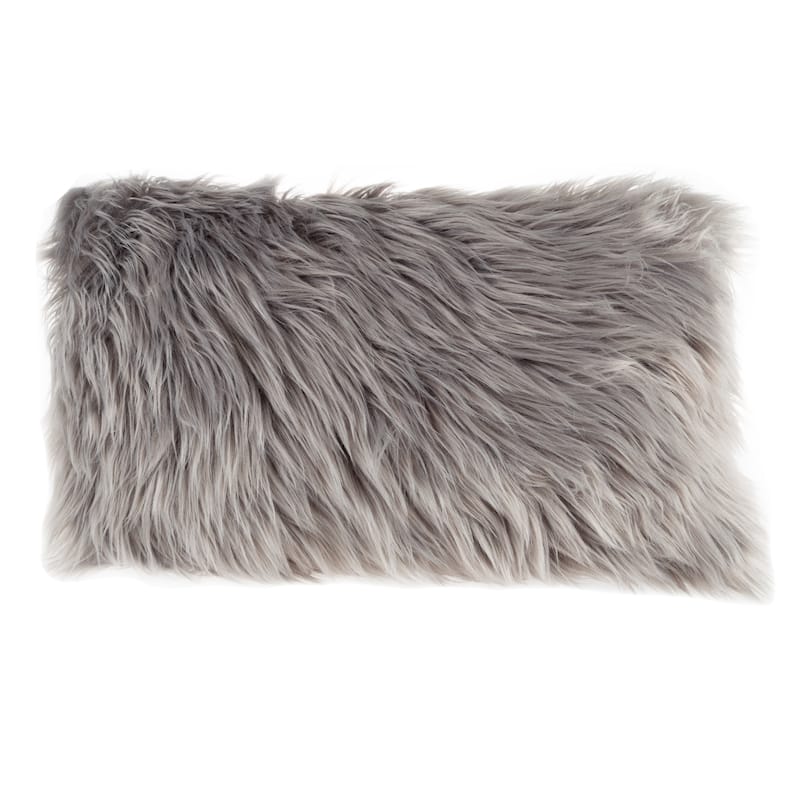 12x20 inch Plush Lumbar Pillow - Luxury Accent Pillow Insert and Shag Glam Cover Set by Hastings Home