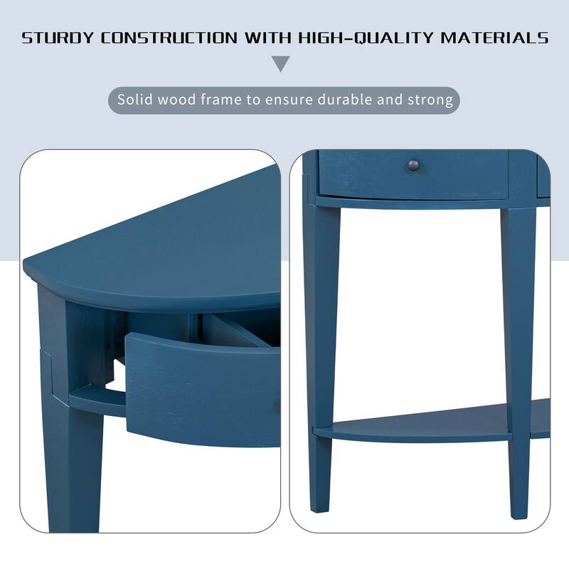 Roomfitters Modern Curved Console Table with 3 Drawers and 1 Shelf, Ideal for Hallway, Entryway, or Living Room