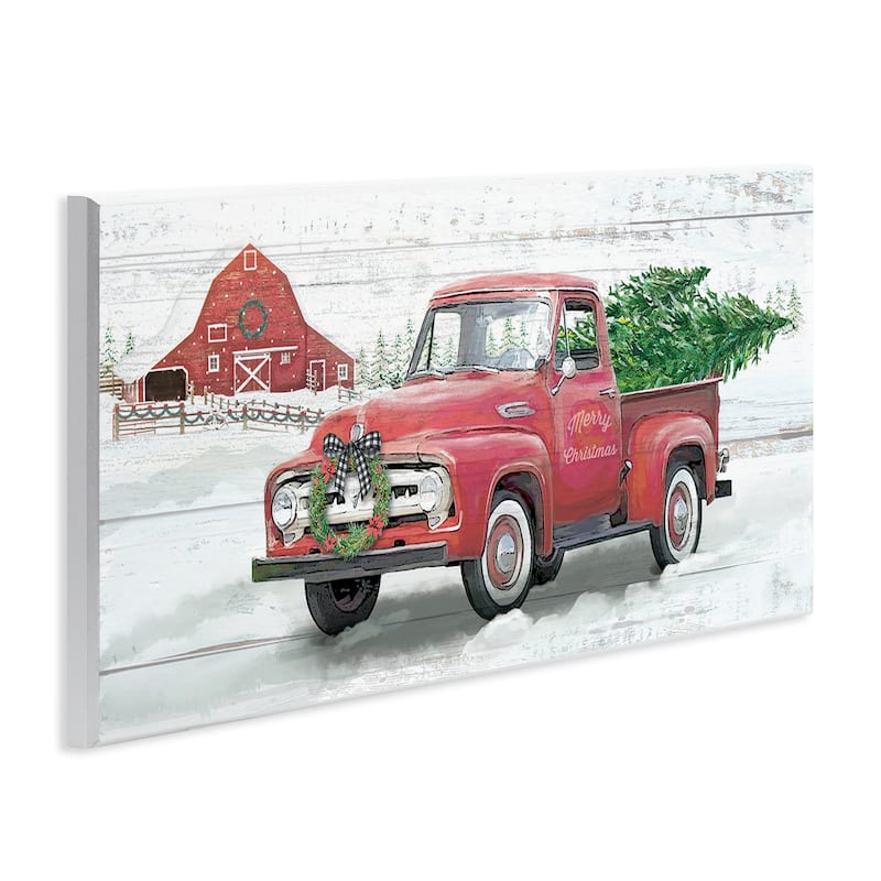 Stupell Christmas Truck on Snowy Farm Wall Plaque Art Design By Mollie B.