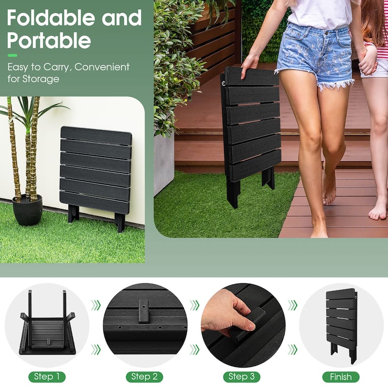 Gymax 2 Pieces Folding Adirondack Side Table Poolside Garden Patio