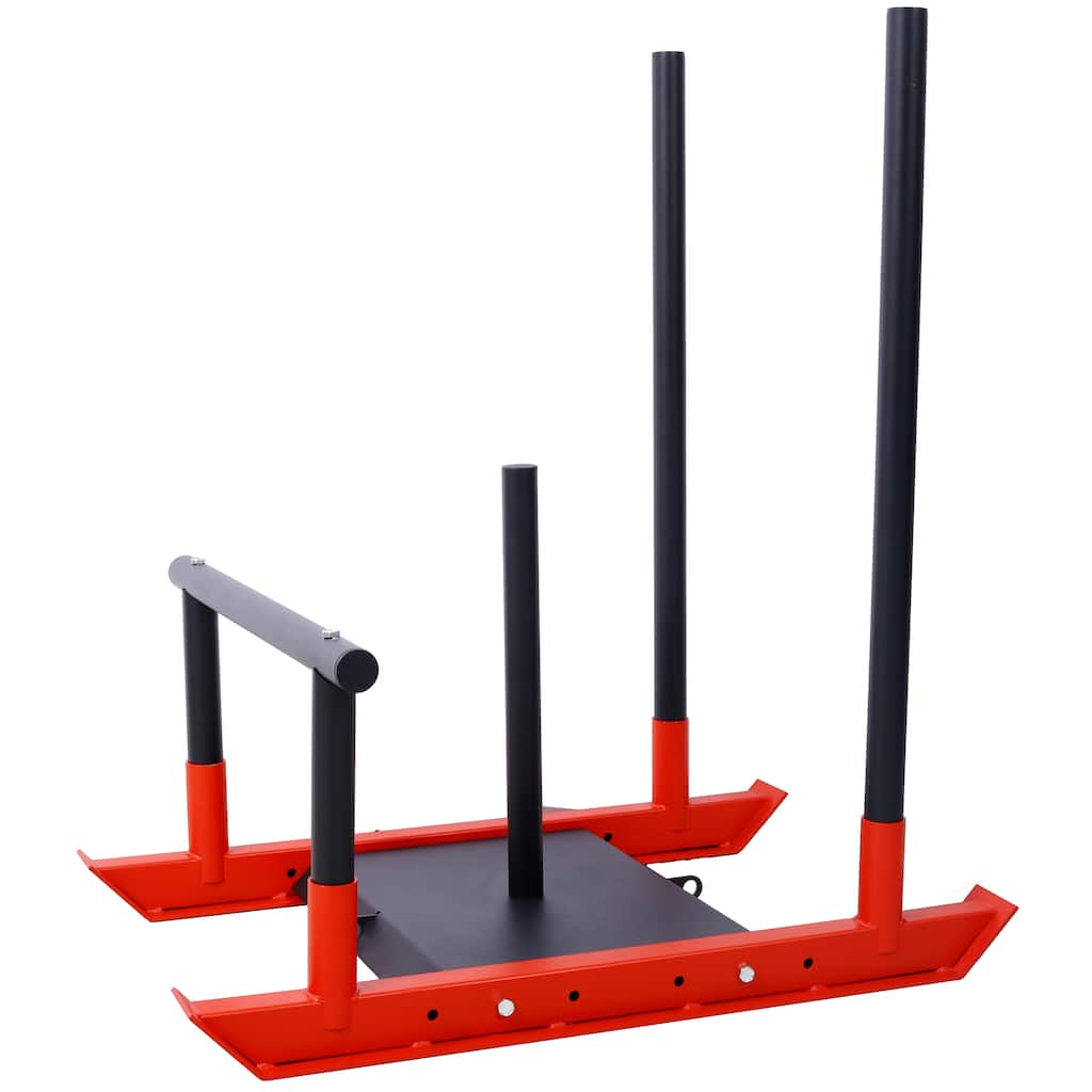 Heavy-Duty Weight Sled with Push Poles & Pull Straps for Strength - 43.70" x 21.50" x 5.30"