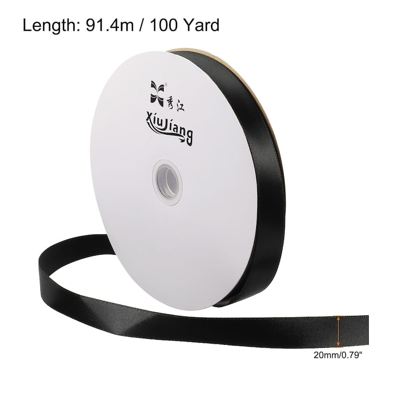 Satin Ribbon, Double Face Solid Crafts Roll for Party Home Decoration - Black